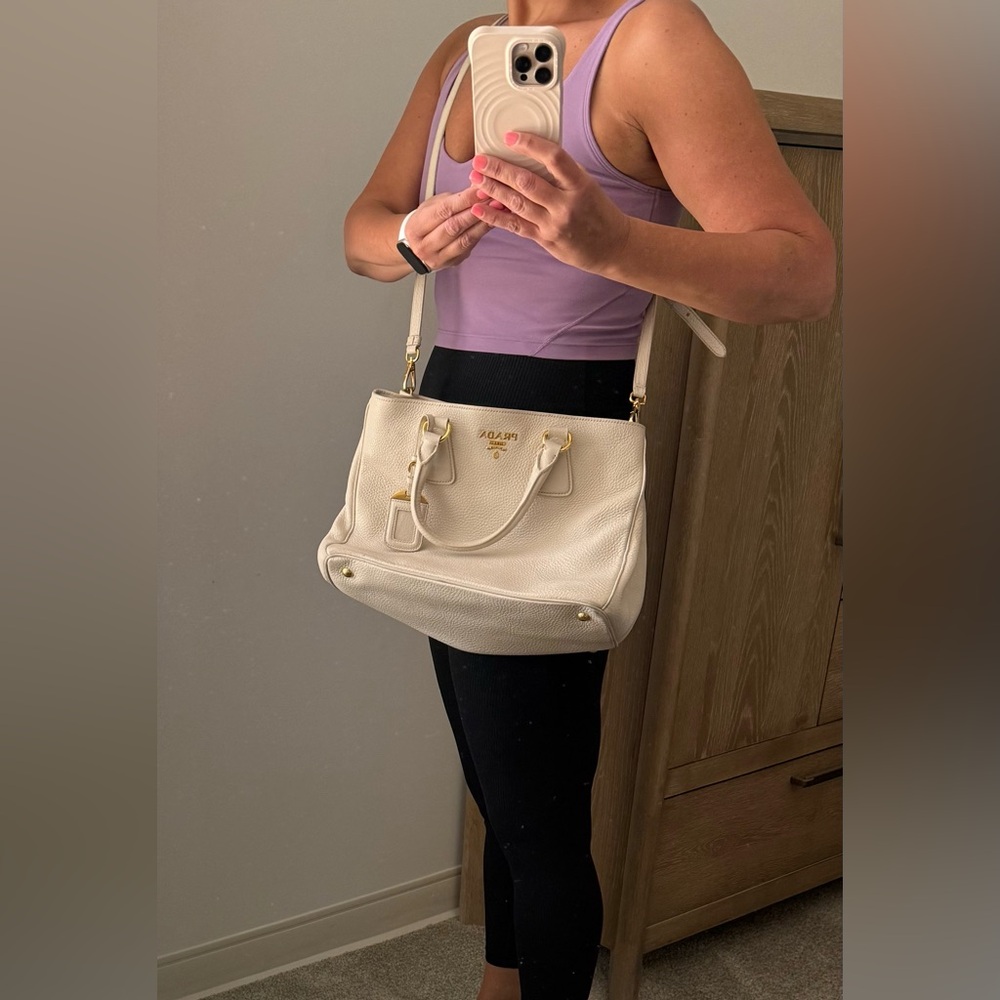Prada pebbled leather off white cream handbag - Picture 15 of 15